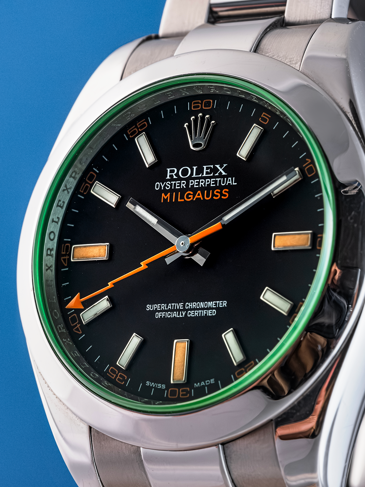 Rolex Milgauss "black dial" Glace Verte 40mm ref. 116400GV de 2008