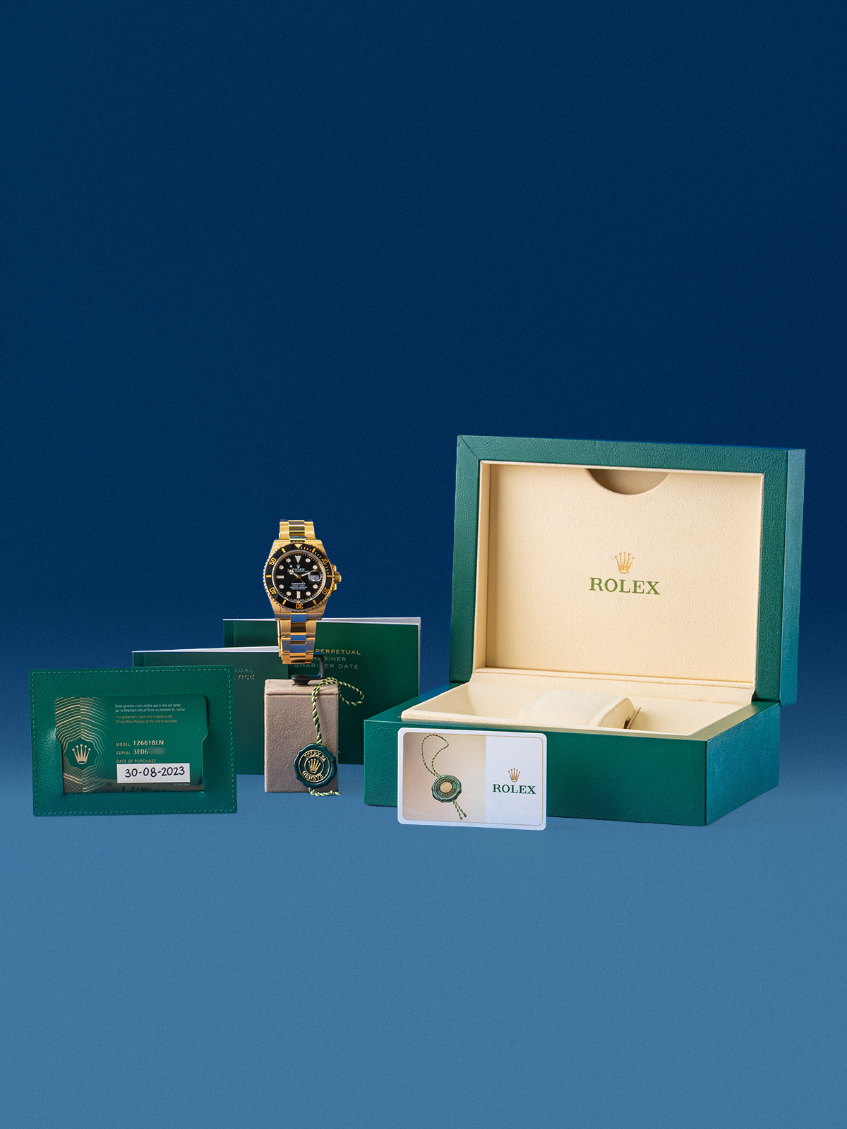 Rolex Submariner Date 41mm Ref. 126618LN de 2023 Yellow Gold Full Set.