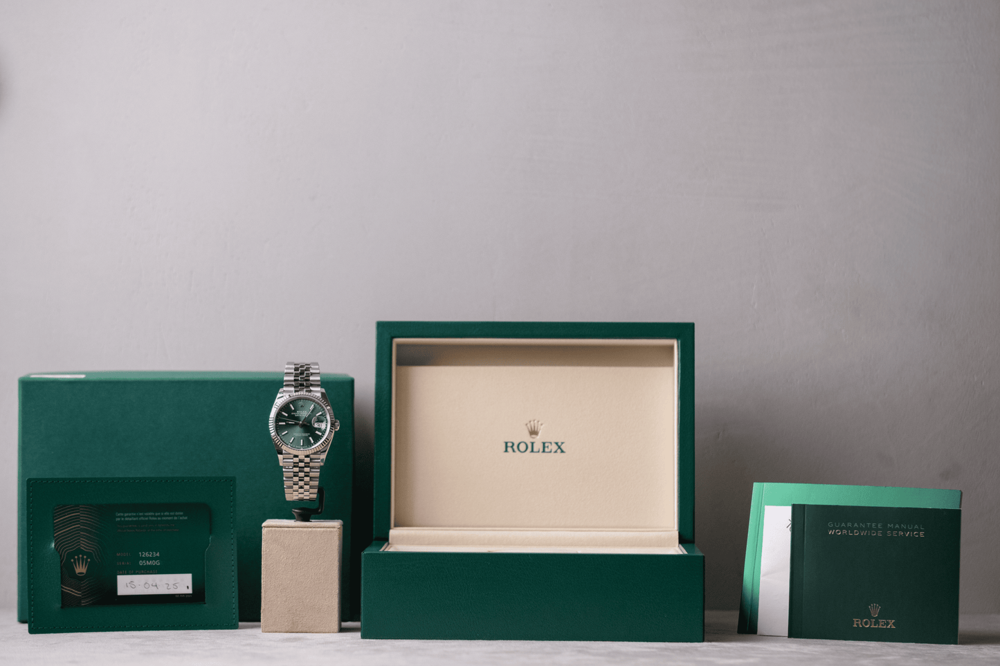 Rolex Datejust 36mm Green Dial Ref. 126234 Jubilee 2025 Full Set