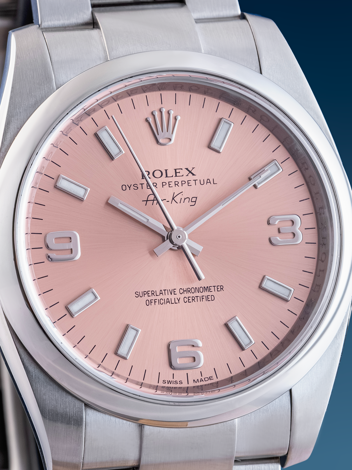 Rolex Air King "Salmon, 3,6,9", 34mm ref. 114200 Full Set de 2012