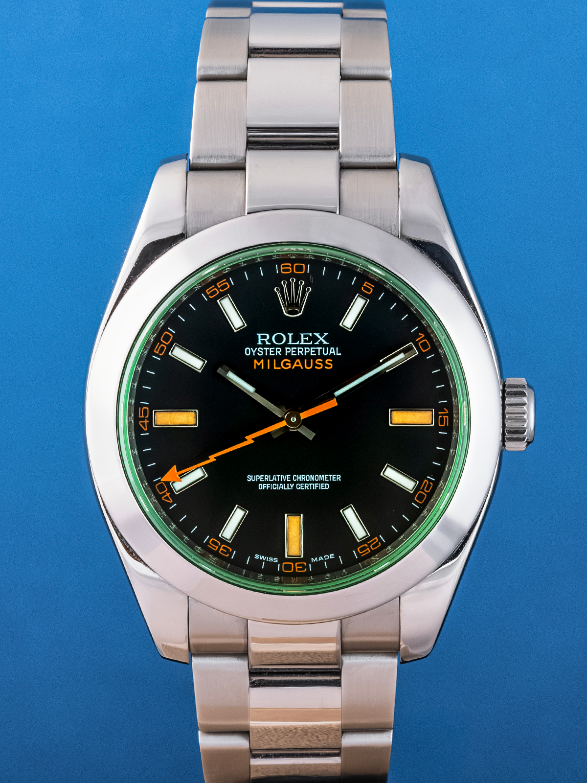 Rolex Milgauss "black dial" Glace Verte 40mm ref. 116400GV de 2008