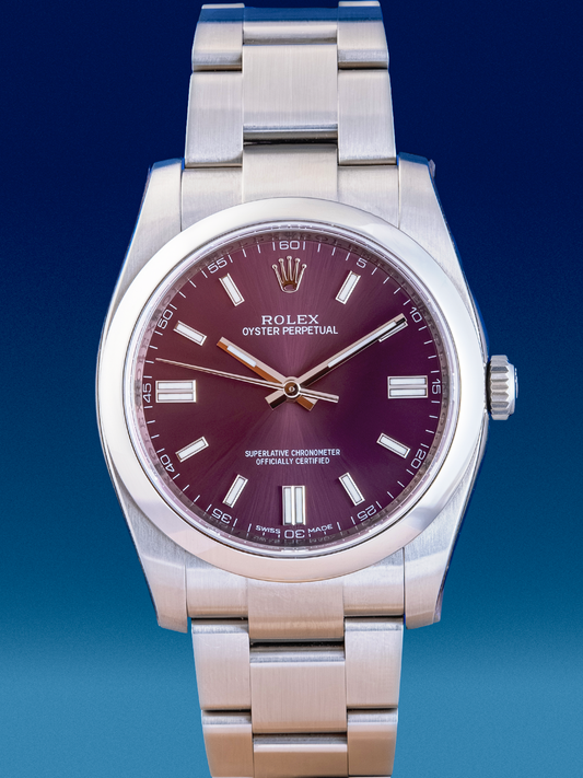 Rolex Oyster Perpetual Grape Purple Dial 36 mm Ref. 116000 Full Set de 2015