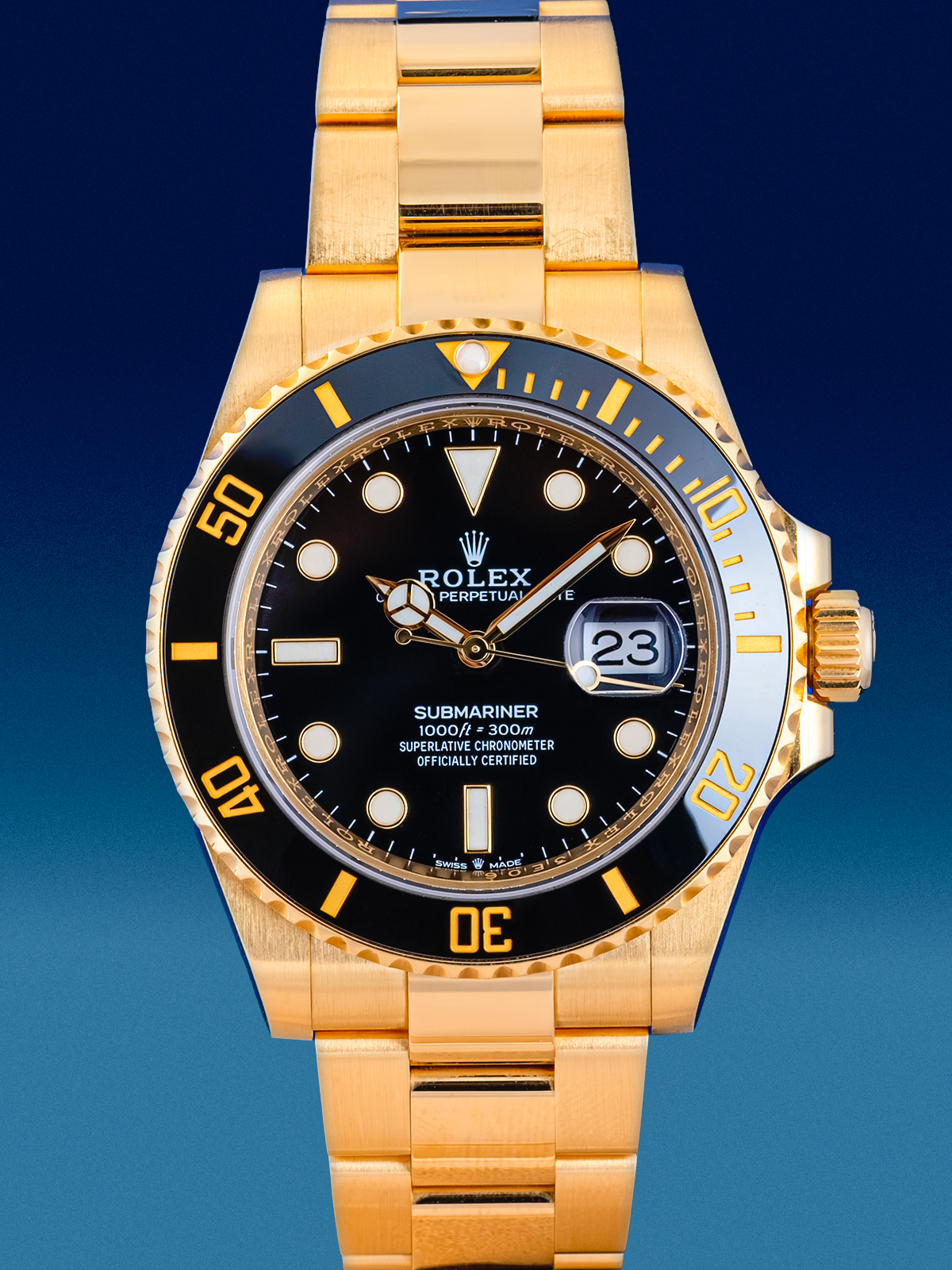 Rolex Submariner Date 41mm Ref. 126618LN de 2023 Yellow Gold Full Set.