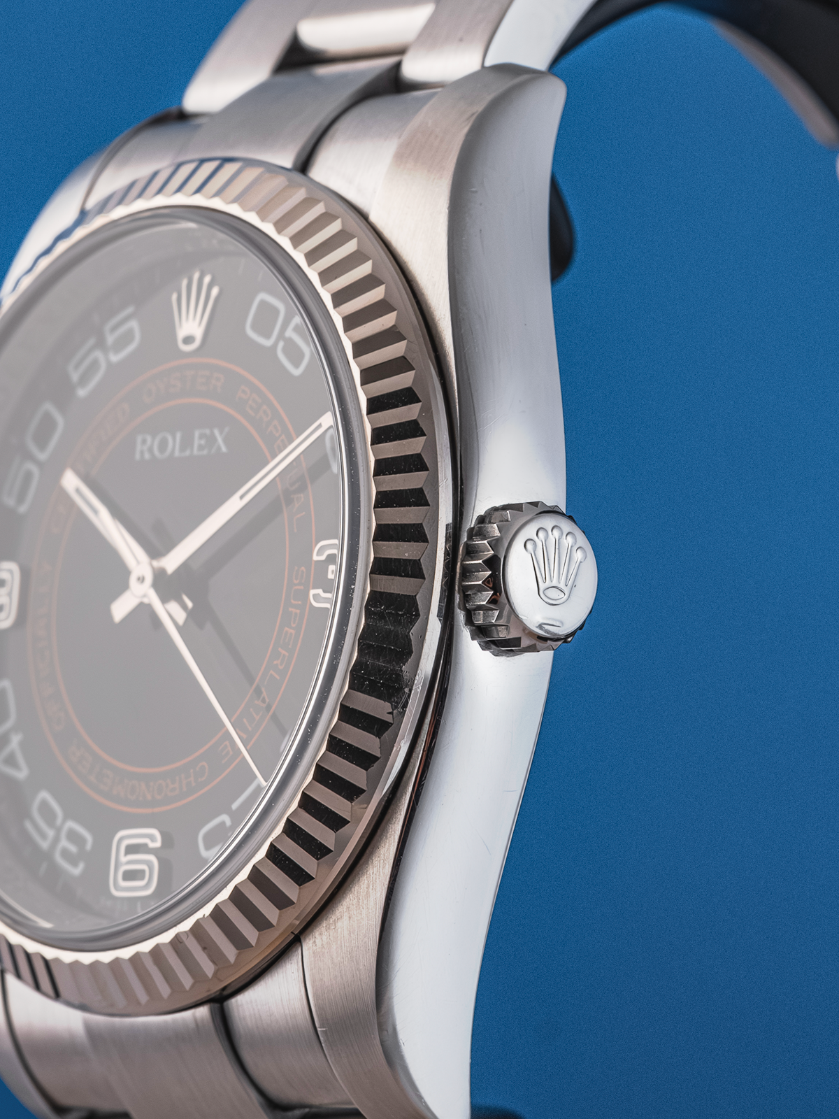 Rolex Oyster Perpetual "Harley Davidson" Bisel Estriado de Oro Blanco 36mm ref. 116034 de 2008