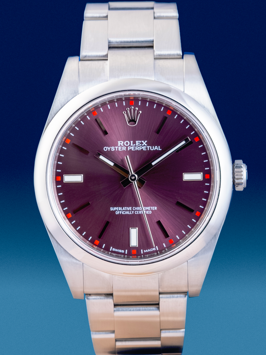 Rolex Oyster Perpetual Red Grape 39mm Ref. 114300 Full set de 2020