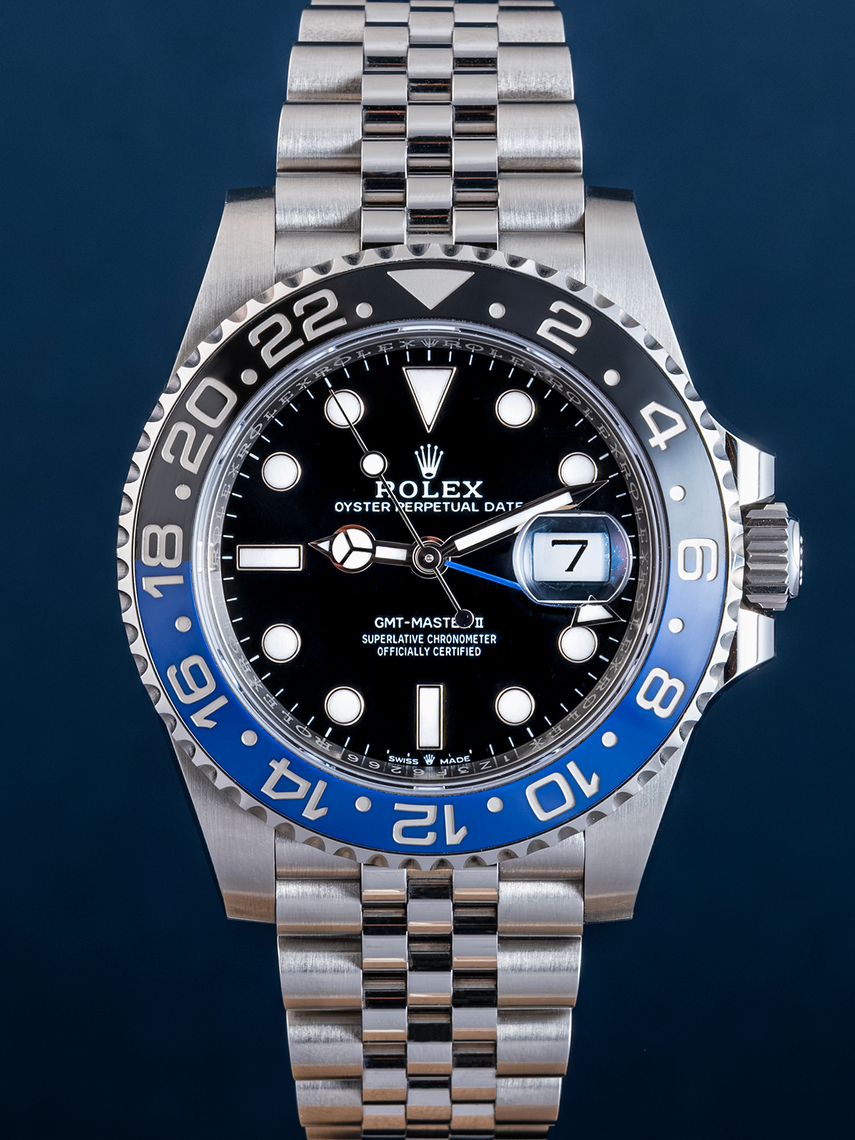 Rolex GMT Master II, "Batgirl" Jubilee, 40mm, Ref. 126710BLNR DE 2024 Fullset