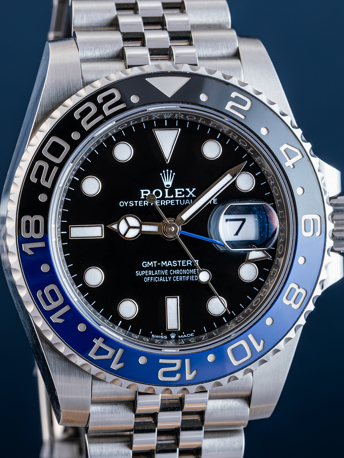 Rolex GMT Master II, "Batgirl" Jubilee, 40mm, Ref. 126710BLNR DE 2024 Fullset