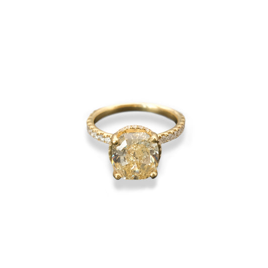 Anillo 4.13CT SI3 Diamante Natural Fancy Light Yellow Certificado EGL