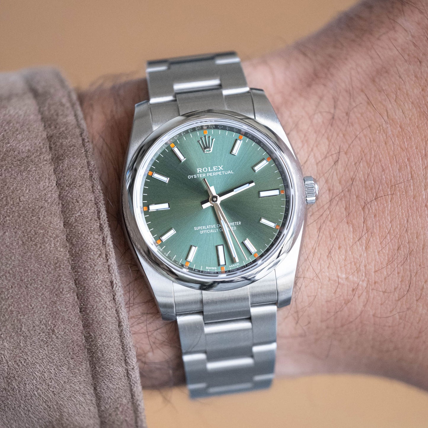 Rolex Oyster Perpetual 34 mm "Olive Dial" fullset del 2016